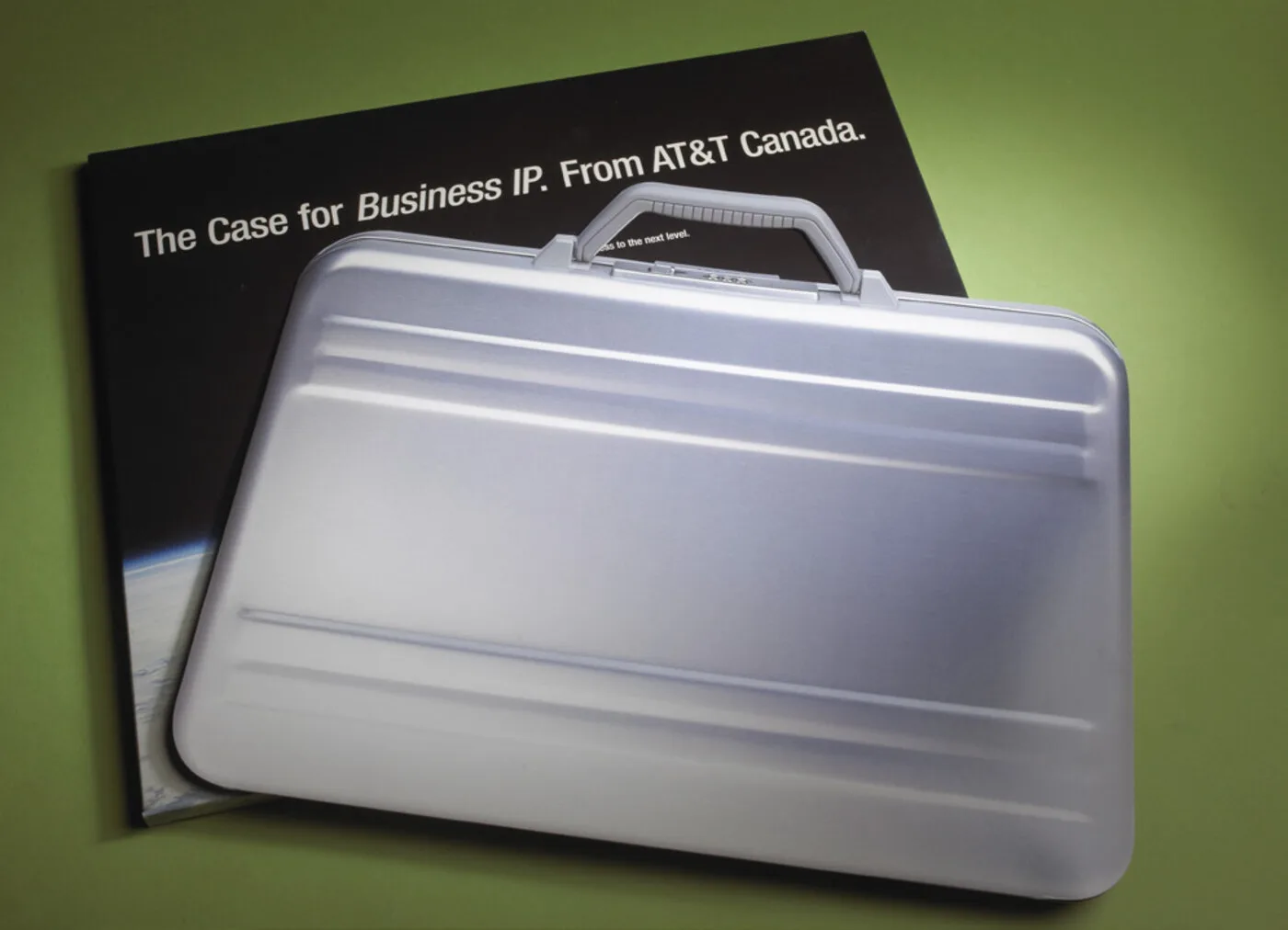 AT&T Canada Business IP brochure and case mailer — packaging, brand collateral, and inserts