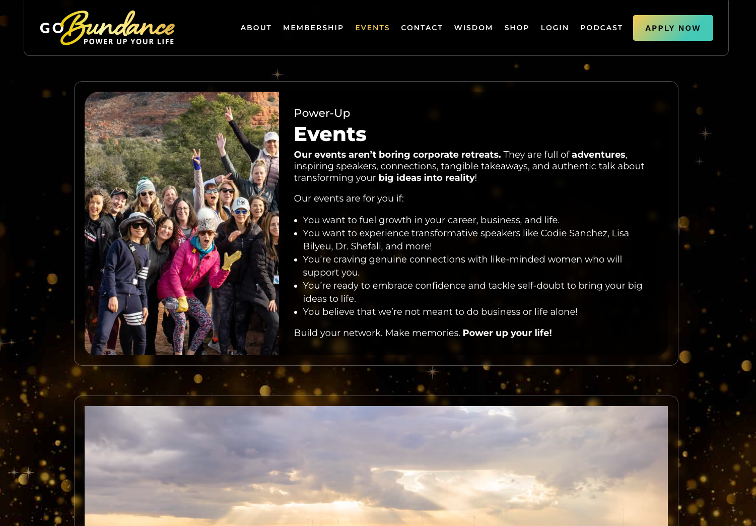GoBundance Women events page