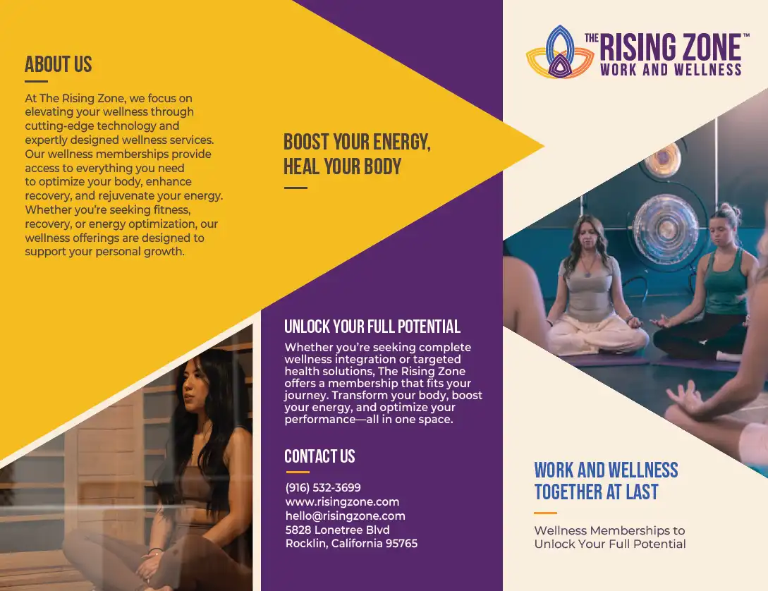 The Rising Zone trifold brochure, front