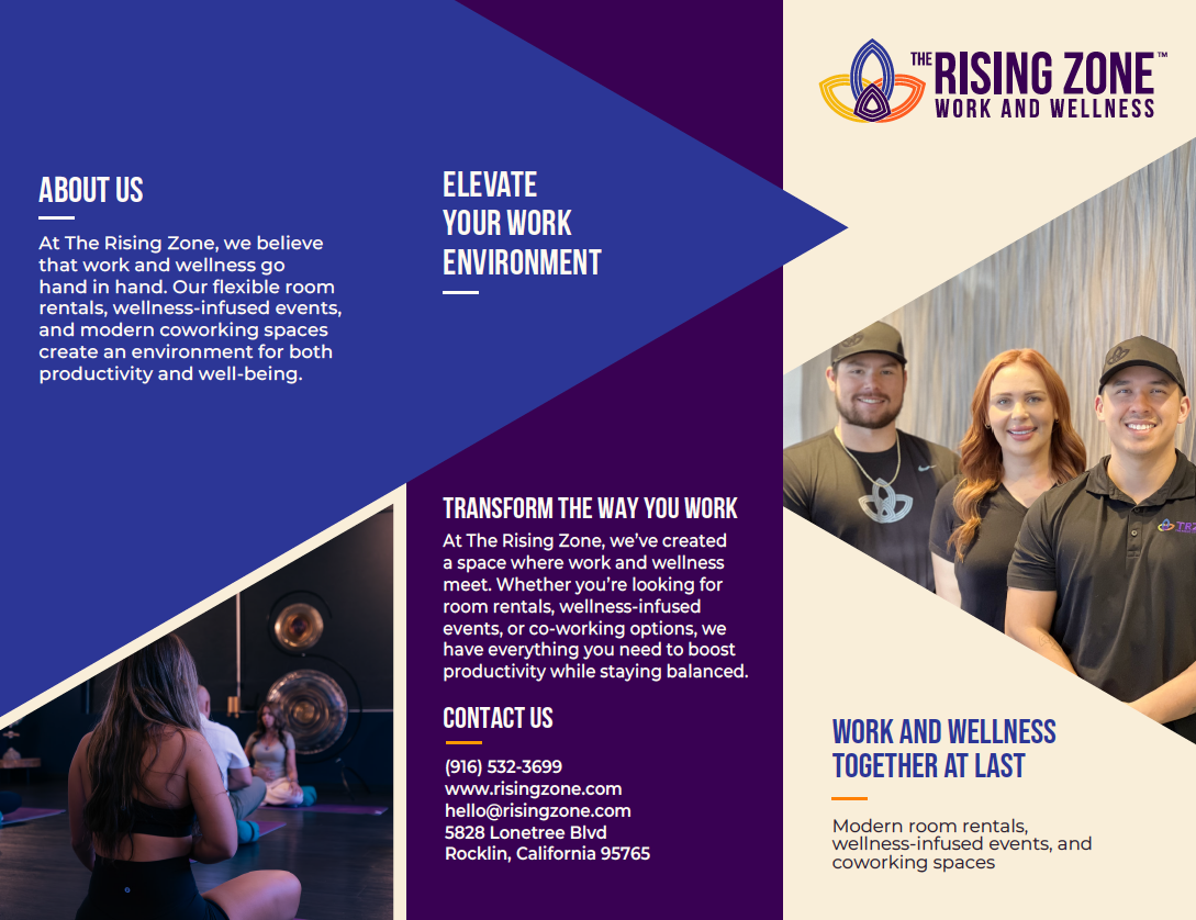 The Rising Zone trifold brochure, inside