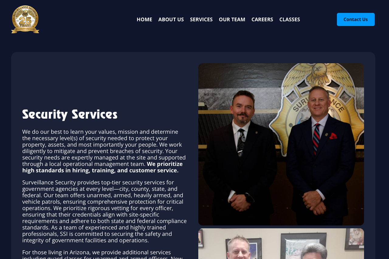 Surveillance Security services page